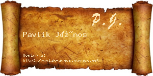 Pavlik János névjegykártya